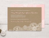 Kraft Lace Engagement Invitations