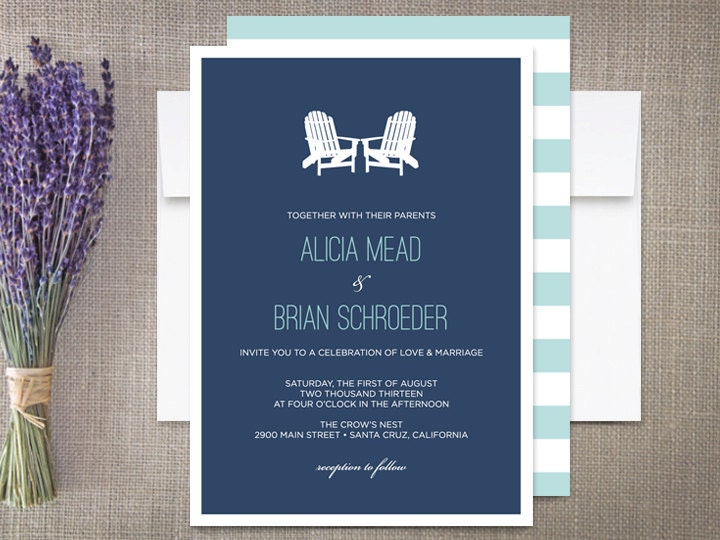 Wedding Invitations, Adirondack Beach Chairs
