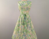 Vintage 1960s Summer Dress...Cool Shades of Summer GEORGIA GRIFFIN Cotton Dress Mad Men M/L