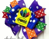Crayon Stacked Pinwheel Bow (Large)