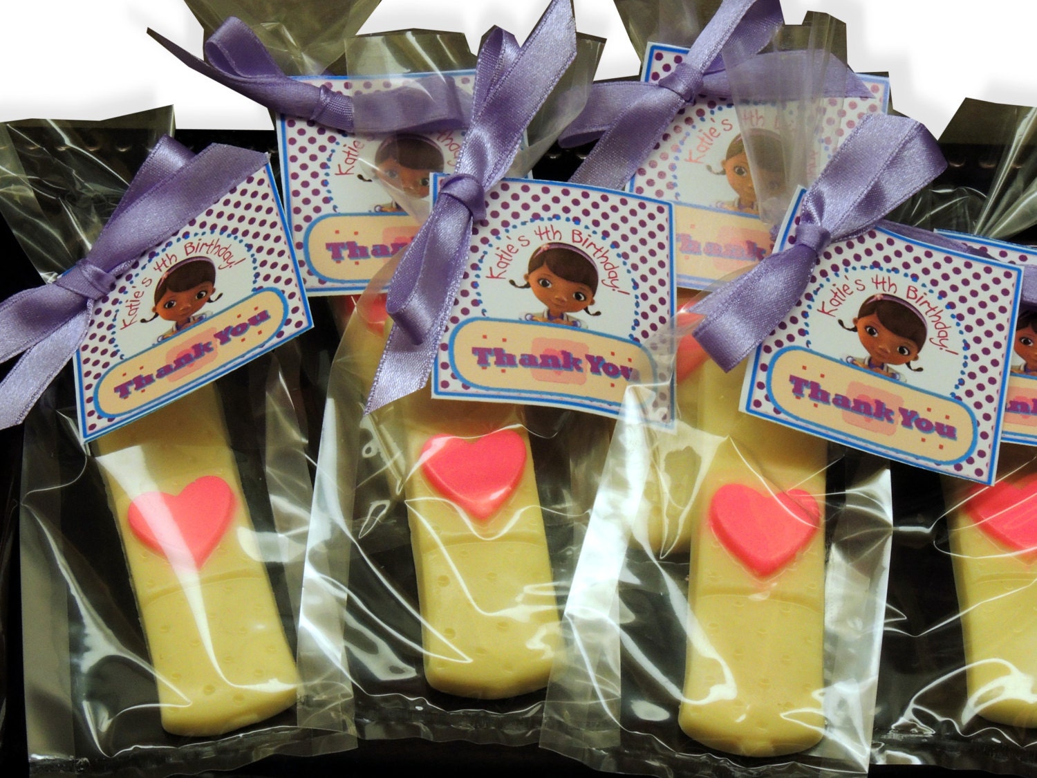 Set of 10 Heart Band-Aid Soap Favors Doc McStuffins Inspired Bandaid Party Favors