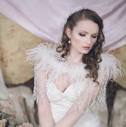 SWAN PRINCESS Beaded and Feather Shrug