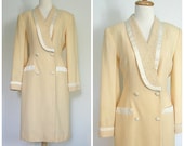 1980s Beaded Dress / suit dress / Nolan Miller / gold dress / cocktail dress / wedding dress / wrap dress / tuxedo dress / small medium