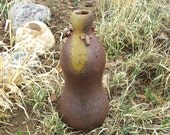 Wood Fired Desert Goddess- Gourd Shaped with Handmade Beaded Clay Jewelry
