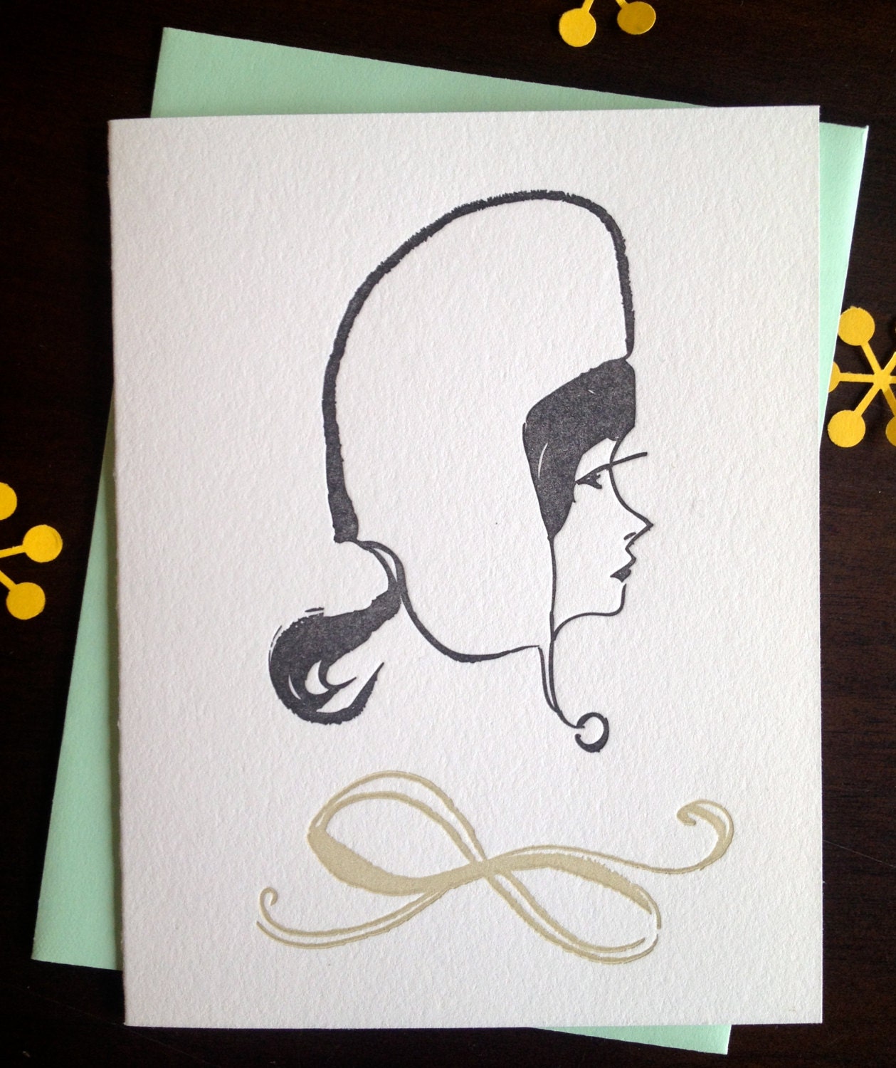 Fancy Lady Illustrated Series No. 3 - Hello Lisa Letterpress Blank Card