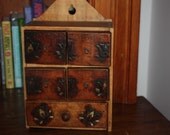 Spice cabinet vintage - wood - drawers - antique - nice patina - kitchen cupboard - primitive