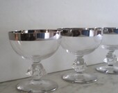 Silver Rim Crystal Champagne Cup Dorothy Thorpe Style Set 10