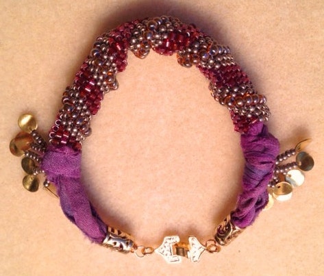 The Sultan Beaded Bracelet with Sari Silk