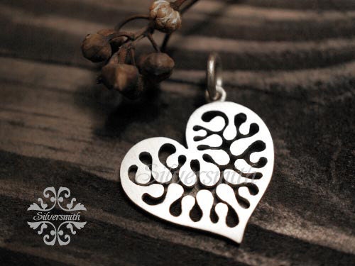 Heart 925 Silver Pendant with Leather Chain
