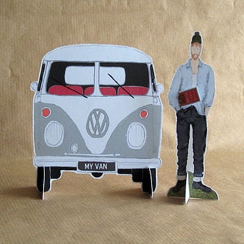 Campervan Greetings Card And Badge