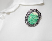 Hand Painted Ostrich Shell Brooch