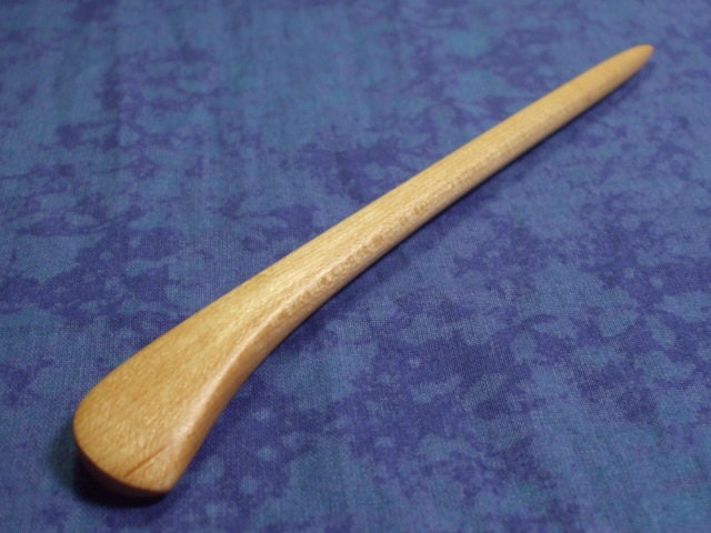 Hand carved hair stick in sugar maple wood