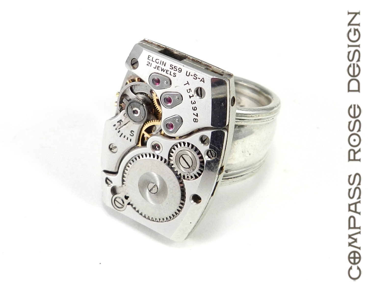Steampunk Ring - Industrial Ring - Mechanical Watch Spoon Ring - Size 6.5