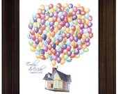 Wedding Guest Book Alternative You are my greatest adventure Disney UP Personalized Wedding Gift Movie Up Flying Up House with Balloons 150