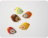 mobile red yellow brown bird decoration