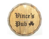 Personalized Wood Bar Sign Wine Barrel Pub Sign Custom Name Winery Signage Fathers Day Gift Man Cave Sign with Shamrock Clover
