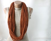 Rust infinity scarf wool crochet winter accessories Chain fall fashion