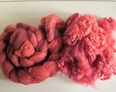 Targhee Rambouillet Roving, BFL locks Wild Rose, spinning fiber