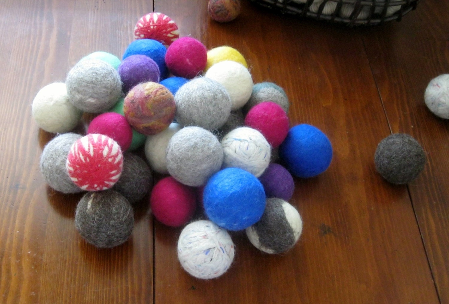 Felted Wool Dryer Balls-set of 4 Colored