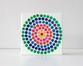 Hand Painted Art Tile . Coasters - Concentric Circular Dots . B81