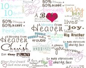 SALE INSTANT DOWNLOAD - Baby Word Art Collection - 40 sayings for collages, scrapbook pages, cards, etc