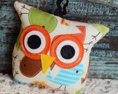 Owl Baby Shower Decor / Ornament / Smash Cake Topper /orange yellow green chicks / Mini Itty Bitty / jp pinkdaisy original Owl Pillow