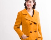 20% OFF - Vintage Pea Coat - 50s Coat - Mustard Yellow Wool