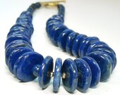 Lapis Lazuli Necklace Graduated Disks Chunky Dark Blue Vermeil Luxe