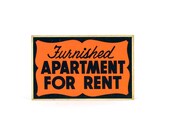 vintage neon cardboard "APARTMENT FOR RENT" sign