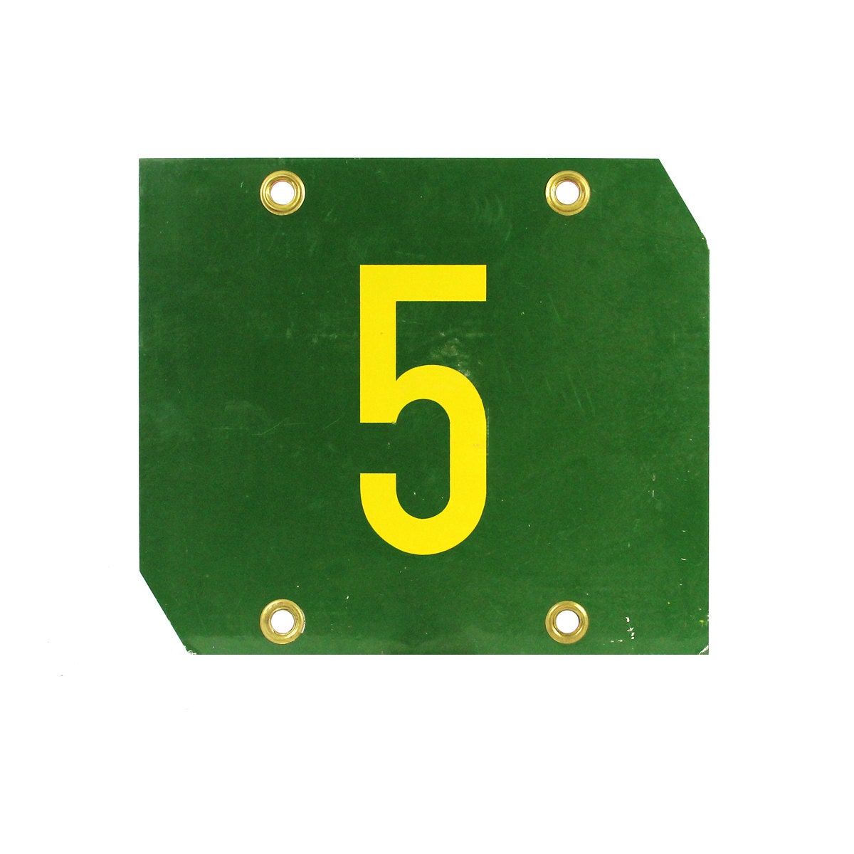 vintage large green and yellow mine sign -- no. 5