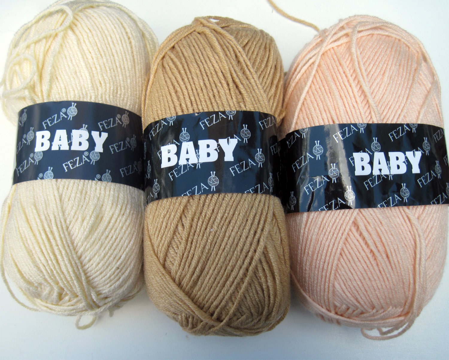 Yarn, Feza Super Soft Baby Acrylic, Vegan, Soft, Sport Weight, Knit, Crochet, 1 skein Choose Beige or Soft Yellow