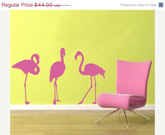 SALE 10% OFF Wall Decal Flamingos  Vinyl Wall Art  Decor Decal Bird