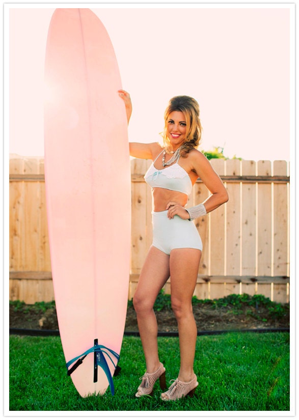Ready to ship Medium Limited edition Baby Blue retro doily bikini As seen on 100 Layer Cake