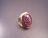 Purple Foil Glass Czech Glass Size 9  Ring