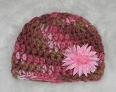 Country Rose Baby Hat with Detachable Flower  Photo Prop Newborn Ready to Ship