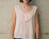 Pale Pink Tank Top / Detailled Light Tank Top / Vintage Retro Top
