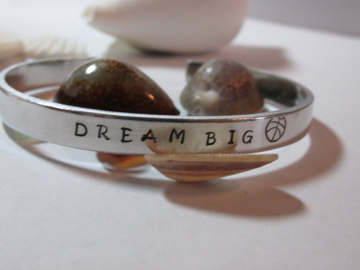 Dream Big Hand Stamped Basketball Bracelet Stock Number D515Y