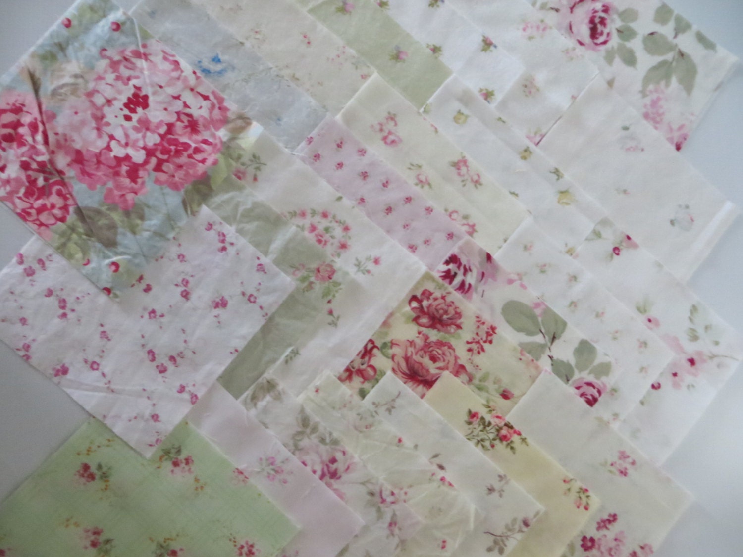 Simply Shabby Chic Roses Quilt Squares-Rachel Ashwell-6 inch-30 Different Pretty Patterns-150 Squares