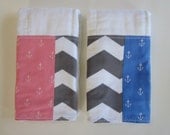 Baby Burpcloth -  YOU PICK Pink or Blue / Navy Baby Anchors / Nautical Baby Burp Cloth / Custom Baby Gifts