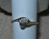 14k Diamond Solitaire Heart Ring Heart .20 carat Size 9