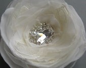 Wedding Bridal accessories, wedding hairpiece, ivory flower fascinator - lace flower Hair clip,  head piece Flower Rose chiffon accessory