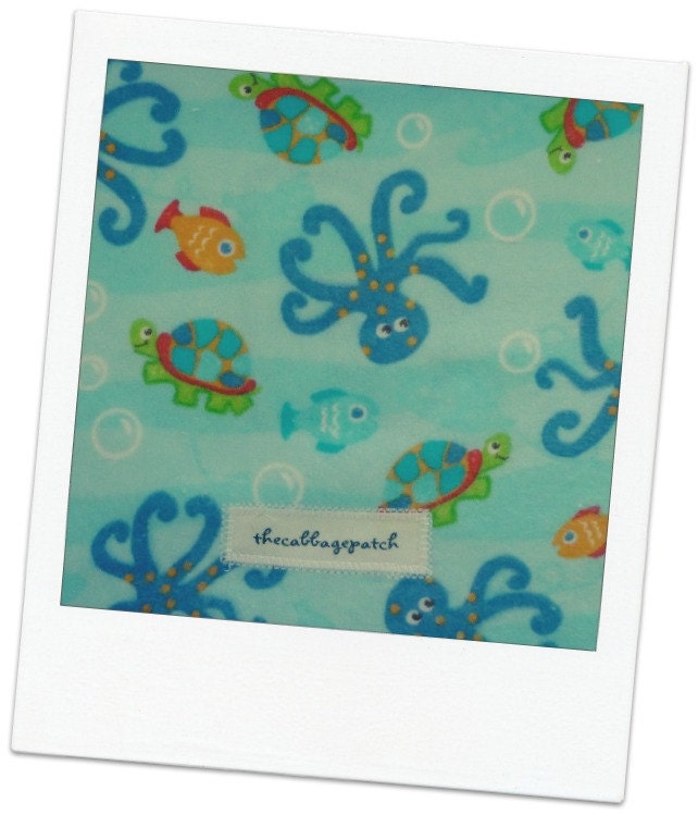 Handmade personalised baby bib adjustable reversible Sea creatures