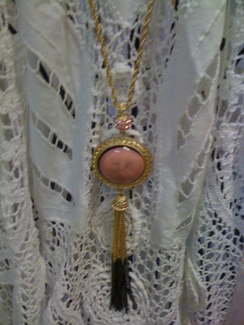 Pink and grey Tassle Necklace
