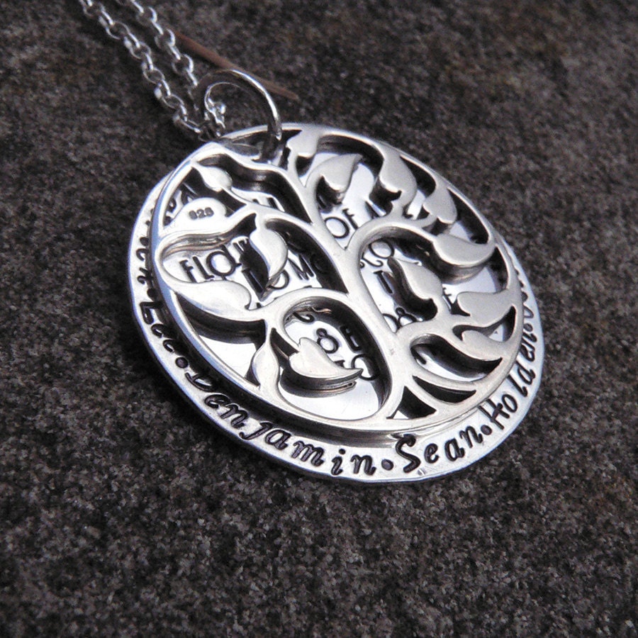 The Seeds of Yesterday - Sterling Silver Family Tree/Phrase Necklace