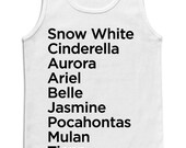 Princess Names Tank Top - American Apparel Unisex Sizes S, M, L, XL