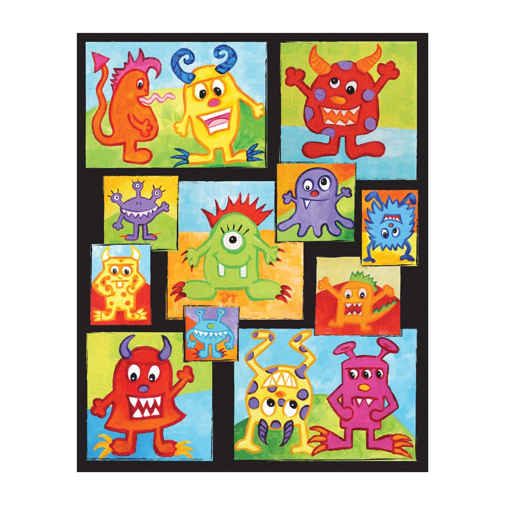 Childrens Wall Art PRINT, Little Monsters,16x20, Art for kids rooms