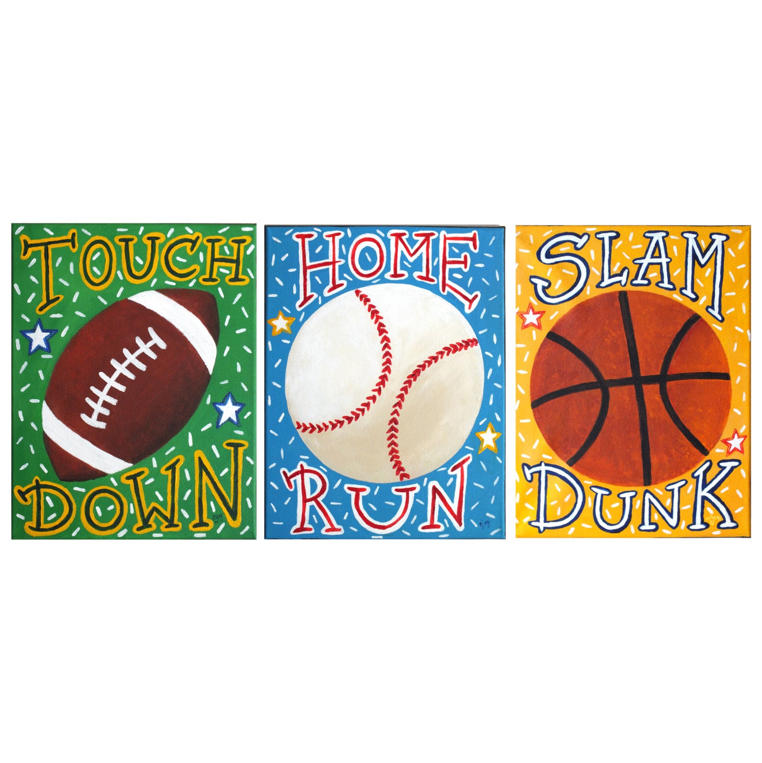 Childrens Wall Art for Boys, SPORTS SCORE TRIO, Three 8x10 Prints, Sports Wall Art for Kids