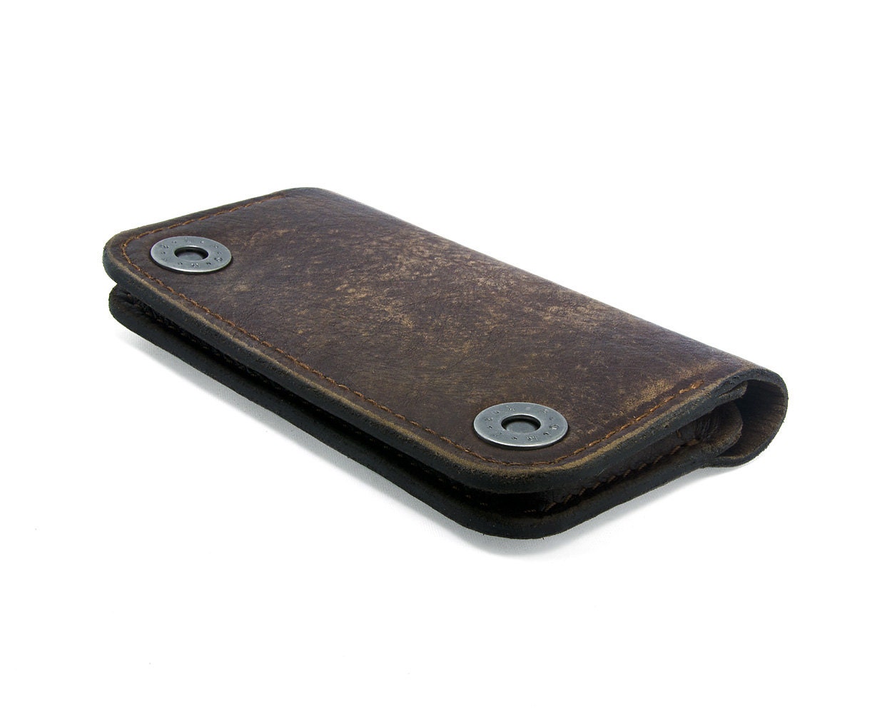 RETROMODERN aged leather iPhone wallet - - DARK BROWN