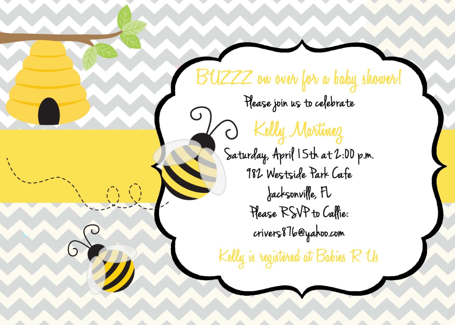 Bee Baby Shower Invitation - Gender Reveal Invitation - Printable and customized