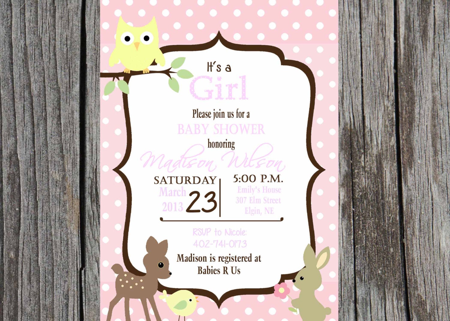 Woodland Creatures Baby Shower Invitation - Forest Animals - Birthday Party - Deer - Owl - Customized and Printable
